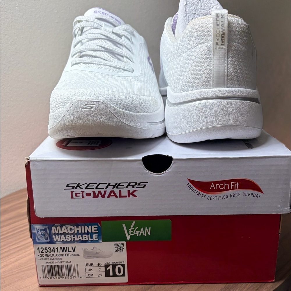 Skechers GOwalk Arch Fit Elinda White Lavender Women’s Size 10 Walking Sneakers - Picture 4 of 13
